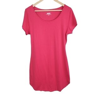 SMART TREND Short Sleeve Long Shirt Dress Pink Size L